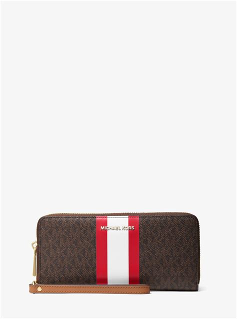 michael kors met center stripe wallet|Large Logo Stripe Continental Wallet .